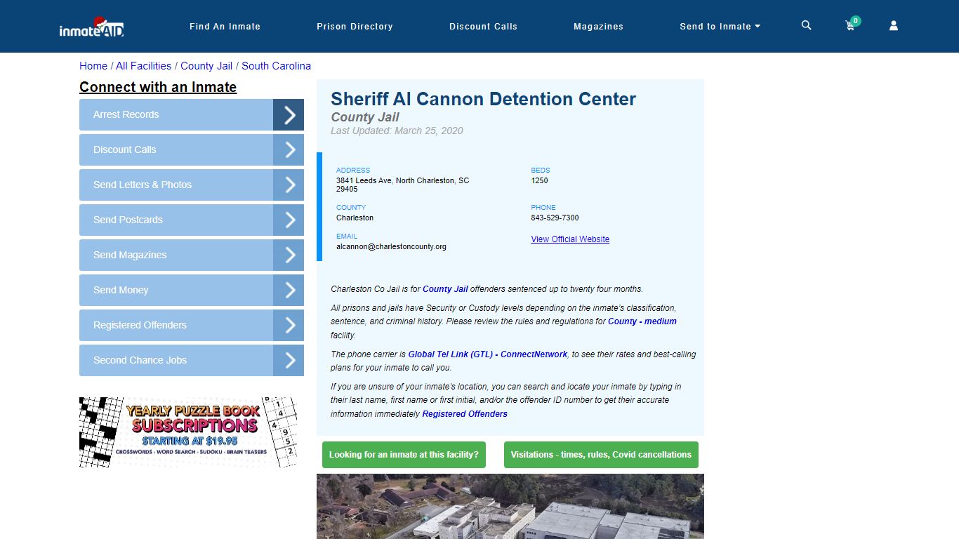 Sheriff Al Cannon Detention Center - Inmate Locator - North Charleston, SC